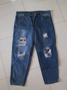 Blue Denim Ripped Jeans