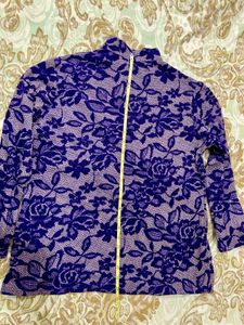 Imported Brand New Purple Floral Quarter Zip Top