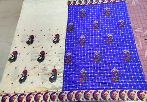 Elegant Blue & Cream Saree