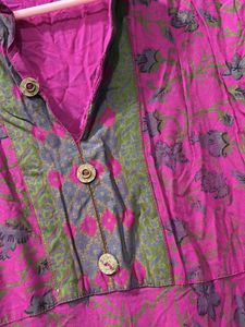 Purple Printed Womens Kurta