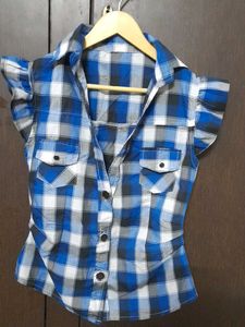 Blue Plaid Short Sleeve Shirt