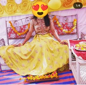 Bridal Haldi Outfit Crop Top With Ghagara
