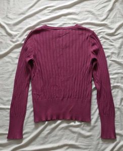 Purple V-Neck Knit Sweater
