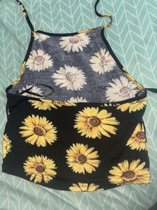 Sunflower Print Halter Top