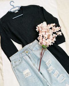 🎁Buy1 Get1 Free Shinny Black Sweater Dress D