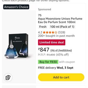 7S Aqua Moonstone Eau De Parfum  @ 599/-
