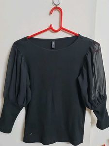 Black Puff Sleeve Top