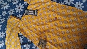 Long Sleeve Yellow Short Kurti With Freebies