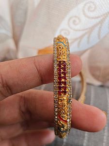 Gold-Tone &amp; Red Decorative Bangle Set
