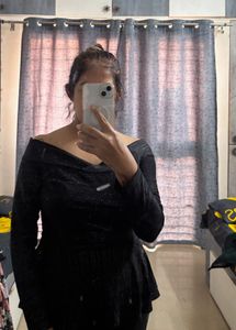 Elegant Black Long Sleeve peplumTop