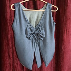 Grey Crop Top With Back Design