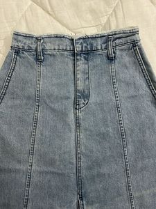 Denim Midi Skirt with Slit