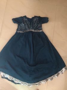 Teal &amp; Silver Girls&#39; Indian Dress Set