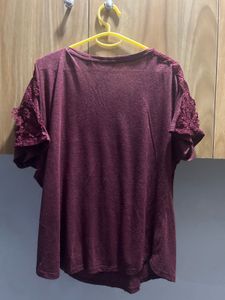 Fig Maroon Lace Detail Top Size XXL