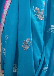 Blue Georgette Party Wear Saree