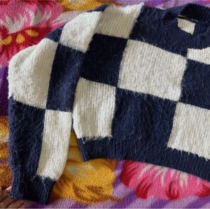 Checkerboard Cropped Sweater
