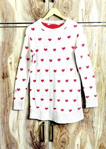 Heart Pattern Knit Sweater size-36-M