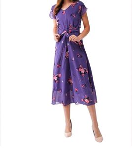 Floral Korean Midi Dress💜✨🌸