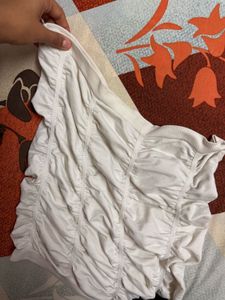 Ruched White Bandeau Skirt