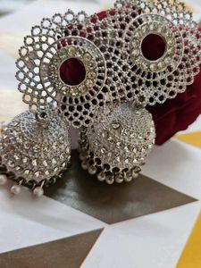 Silver Jhumka Earrings,multicolor Pecock Earring