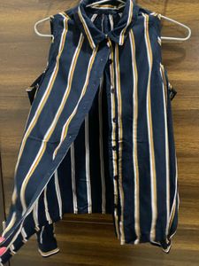 Striped shoulder cut Top