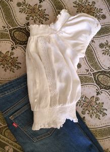 Off Shoulder Coquette Top Cream