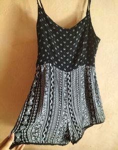 Black &amp; White Boho Print Playsuit