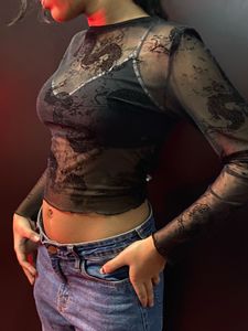 BLACK see-through SKIN FIT y2k crop top