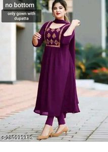 Elegant Purple Gown with Dupatta