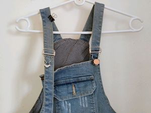 Light Blue Denim Dungaree With Detachable Straps
