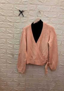 Peach Wrap wool sweater🕷️🕸️‼️