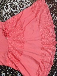 Elegant Coral Lace Dress