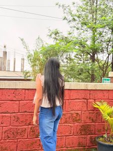 Striped V-Neck Flutter Sleeve Top