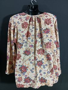 Chaps Woman Beige Floral Cotton Top | Bust 54 | Wa