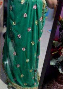 Emerald Green Floral Saree