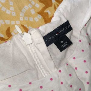 Designer White Frock With Pink Dots