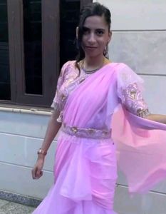 Pink Ruffle Ethnic Gown