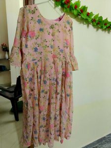 Beautiful Pink Frock With Straight Paint
