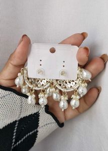 Gold Plated Oversized Kundan Round Earrings🤍