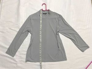 Grey Mock Neck Long Sleeve Top