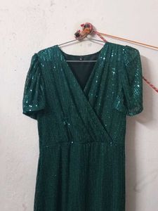 Emerald Green Sequin Party Dress