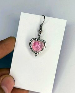 Handmade Pink Heart Earrings