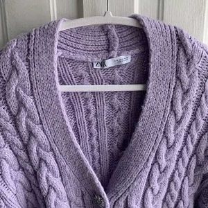 Lilac Cable Knit Cardigan