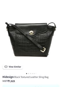 Black Textured Leather Sling Bag
