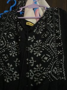 Embroidered Black Dress