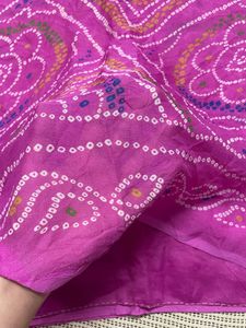 Magenta Bandhani Saree with Blouse
