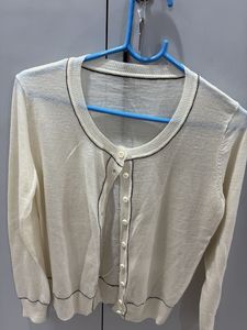 Cream Cardigan w/ Black Trim