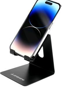 Ambrane Mobile Holding Tabletop Stand, 180 Degree View, Premium Metal Body, Wide Compatibility, Multipurpose, Anti-Skid Design (Pop Stand, Black)