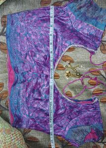 Purple Brocade Readymade Saree Blouse