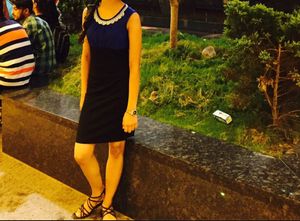 Straight Fit Blue Knee Length Dress